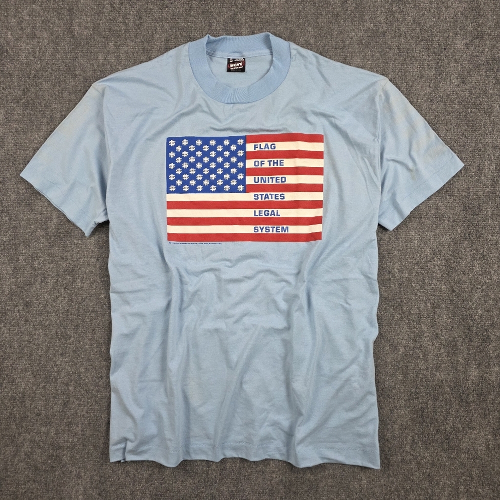 Fruit of the Loom 50/50 Single Stitch Flag Legal Tee Light Blue XL Heritage